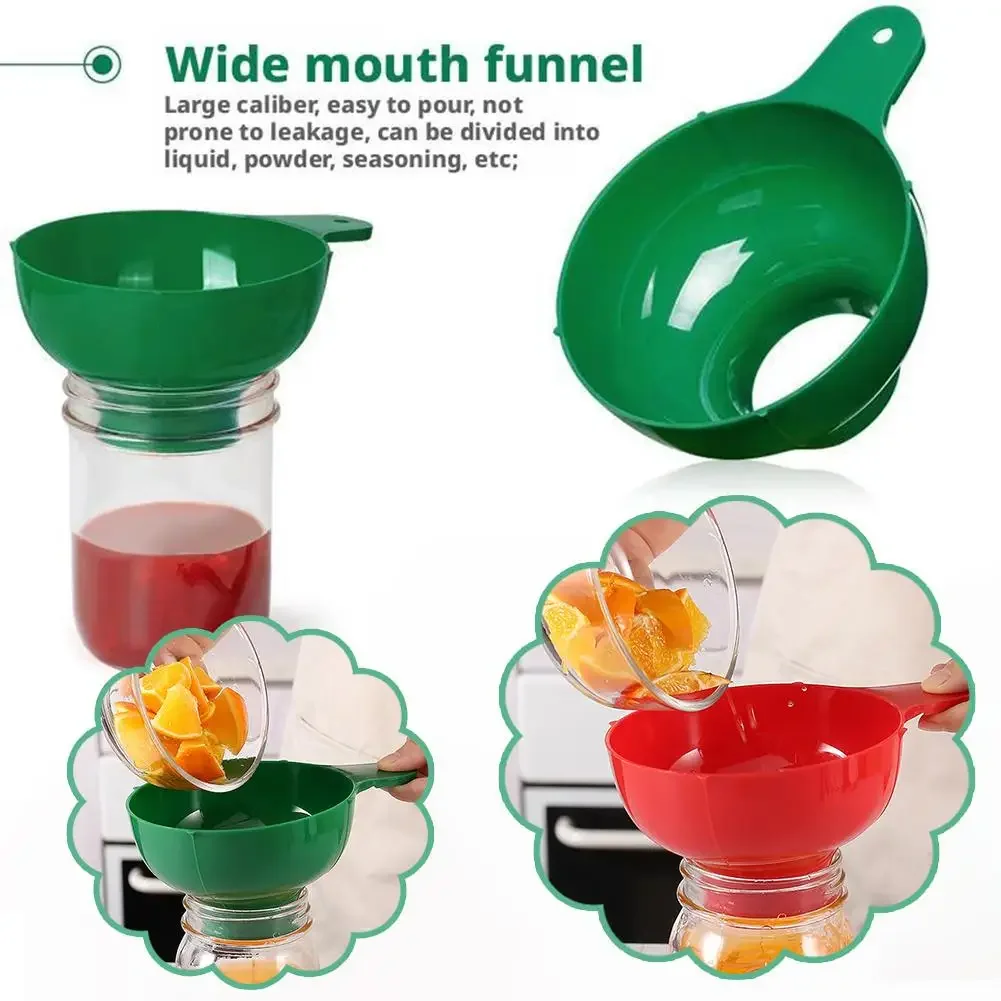 NEW Plastic Canned Funnel Wide Mouth Funnel Jars Folding Funnel with Long Neck Liquid Filling Funnels Household Kitchen Gadget