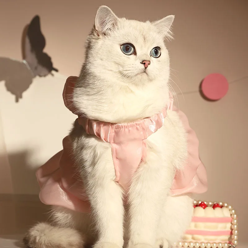 

Summer New Vintage Cat Cute Dress Pet Clothes Decotive with Bow European Aristocratic Style Cat Clothes Luxury Thin Pet Apparel