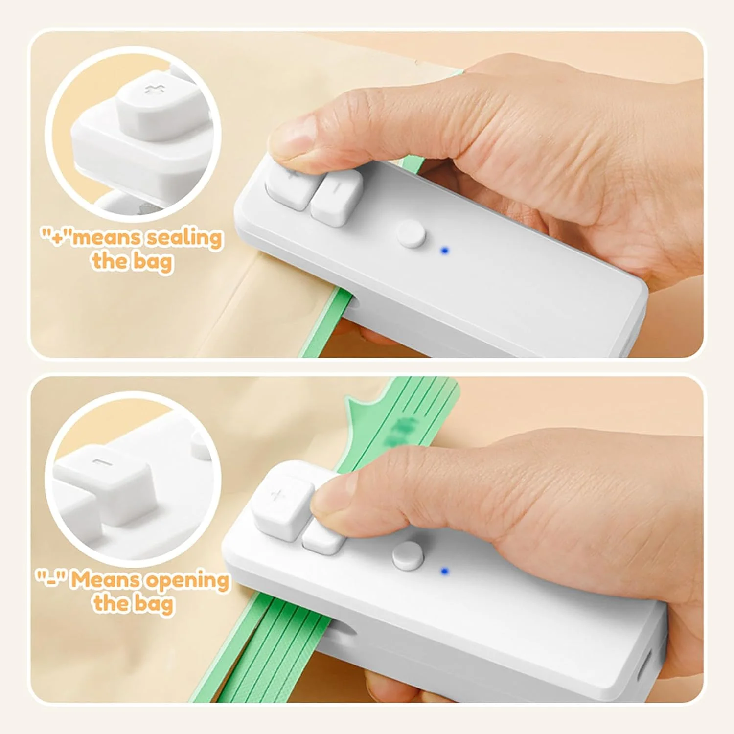 

Mini Bag Sealer, 2024 Upgrade 2 in 1 Bag Sealer and USB Rechargeable Mini Sealing Machine Heat Seal Tool for Plastic Bags Snac