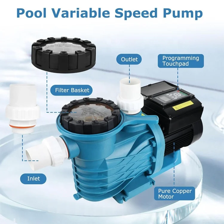 EAKP-200 Variable Speed Pump With WIFIControl 750~3000rpm Max Flow 25 M³/hr For Swimming Pool Water Park Water Circulation