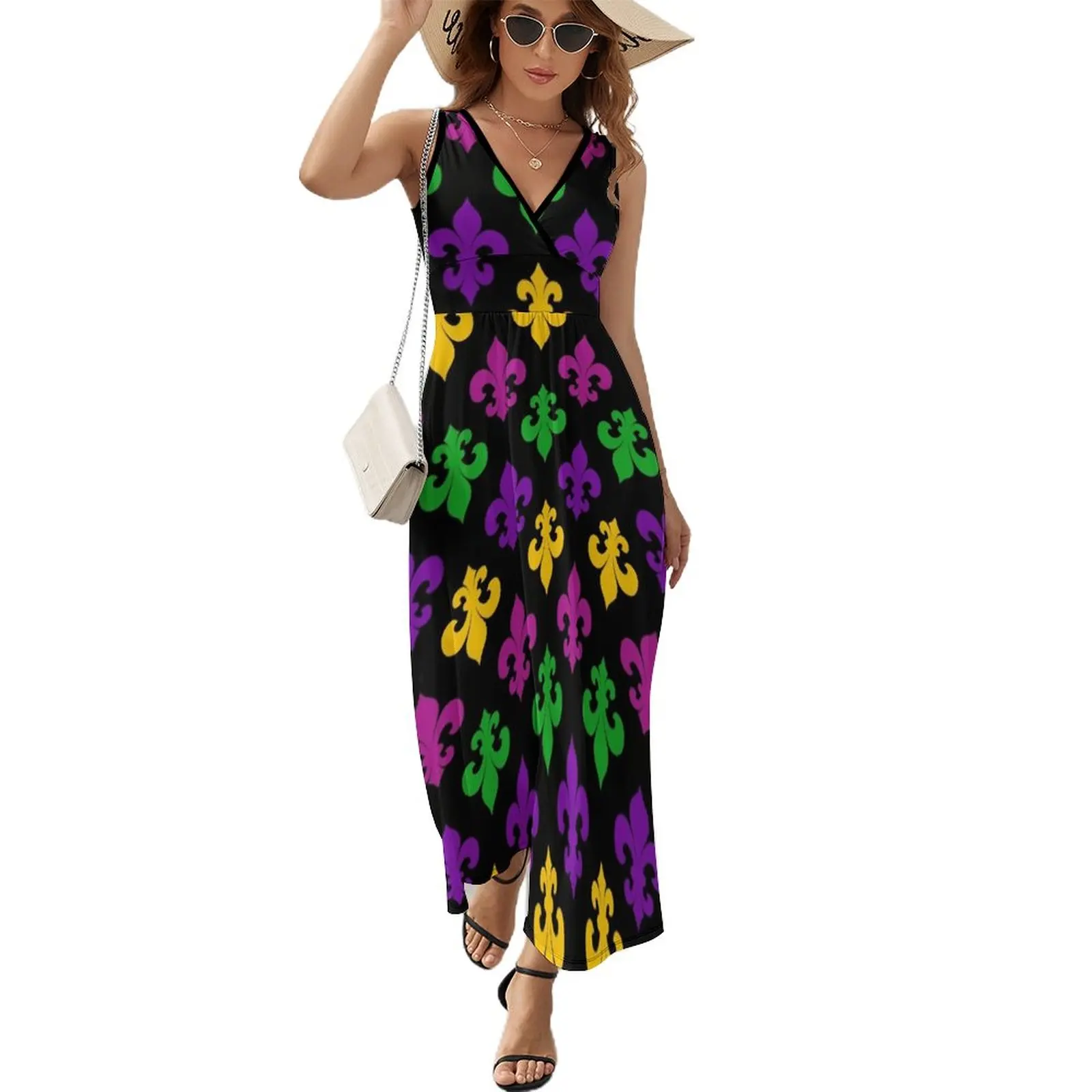 

Mardi Gras Pattern Sleeveless Dress women's summer dress 2023 Cocktail of dresses