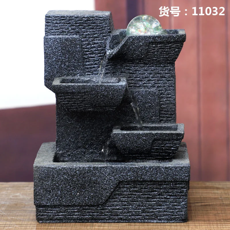 Creative new small flowing water rockery fountain resin handicraft home interior desktop ornament
