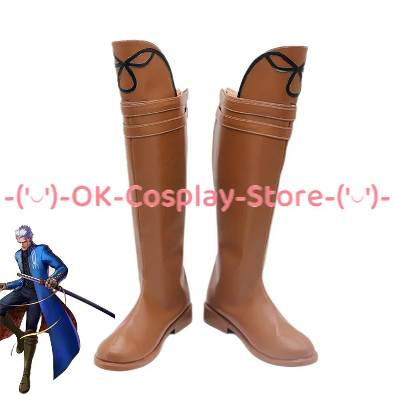 Vergil zapatos de Cosplay de cuero PU, botas de Carnaval de Halloween, accesorios de Cosplay de Anime DMC, hechos a medida