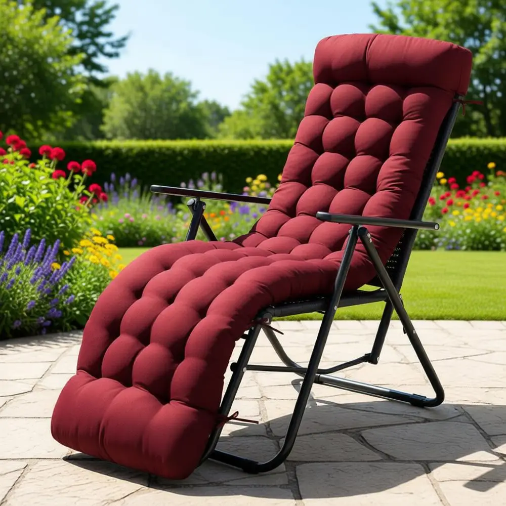 

Красная подушка для шезлонга для улицы и дома, водонепроницаемая, для кресла с нулевой гравитацией, 66x21x4 дюйма с завязками