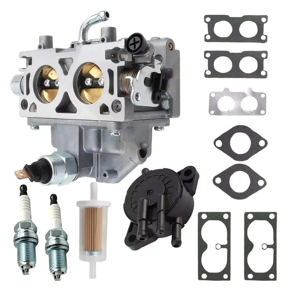 Carburetor W/Fuel Pump Filter & Spark Plugs Kit for Honda GX630 GX630R GX660 GX690 16100-Z9E-033 16100-Z9E-023