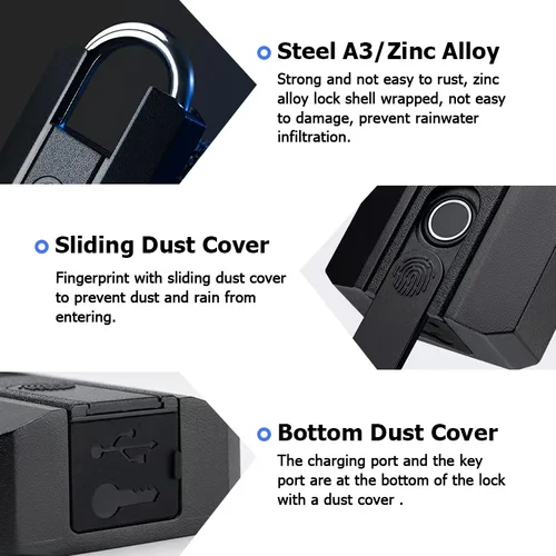 Imagen 2 del producto IP67 TTLock Bluetooth APP candado inteligente cerradura de huella digital Mini bolsa sin llave con Aleax Google Home cerradura electrónica