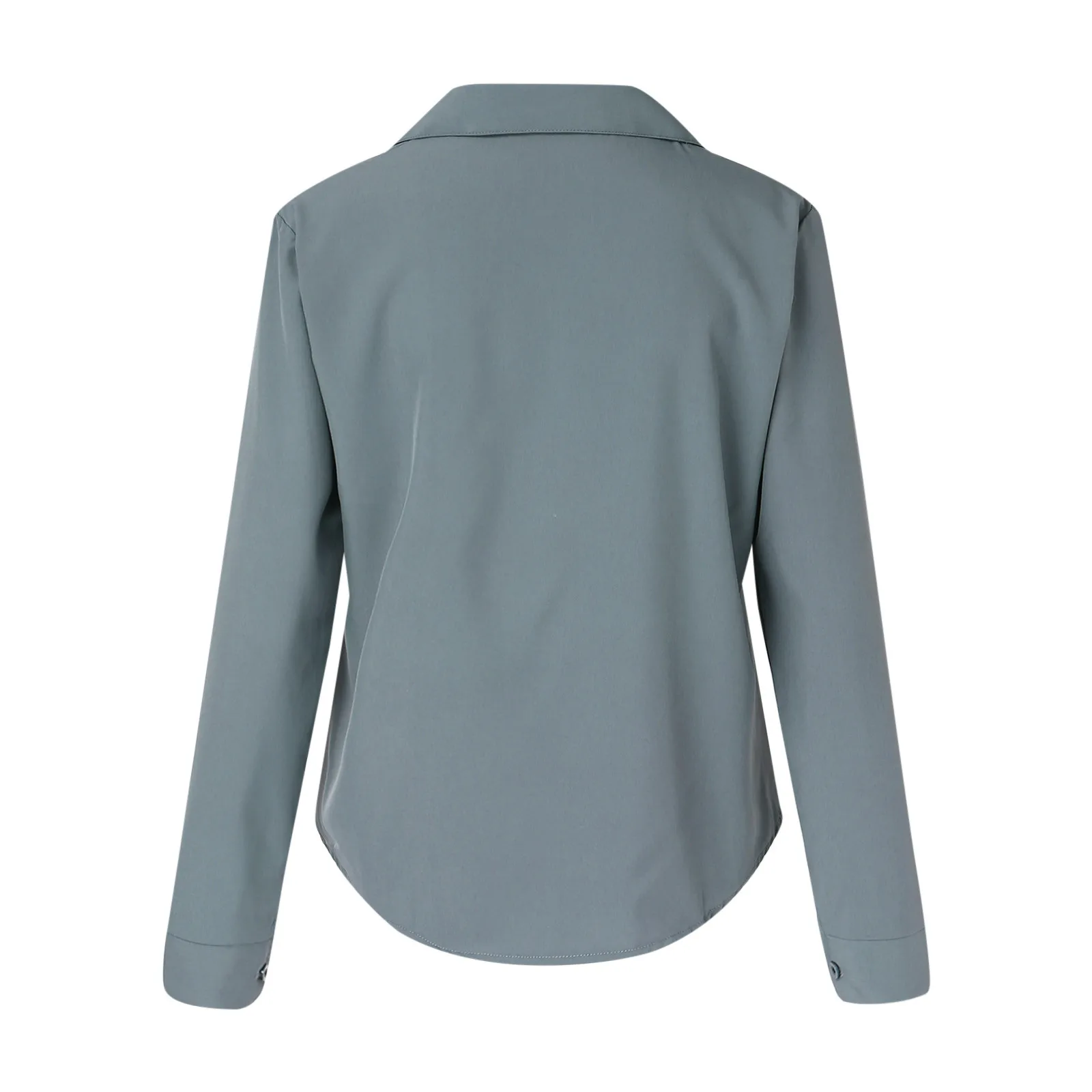 Dames Casual Lente En Zomer Effen Kleur Lange Mouwen Eenvoudig V-Hals Lange Mouwen Shirt Met Lange Mouwen Mode Slim Fit Dames Blouse Shirts