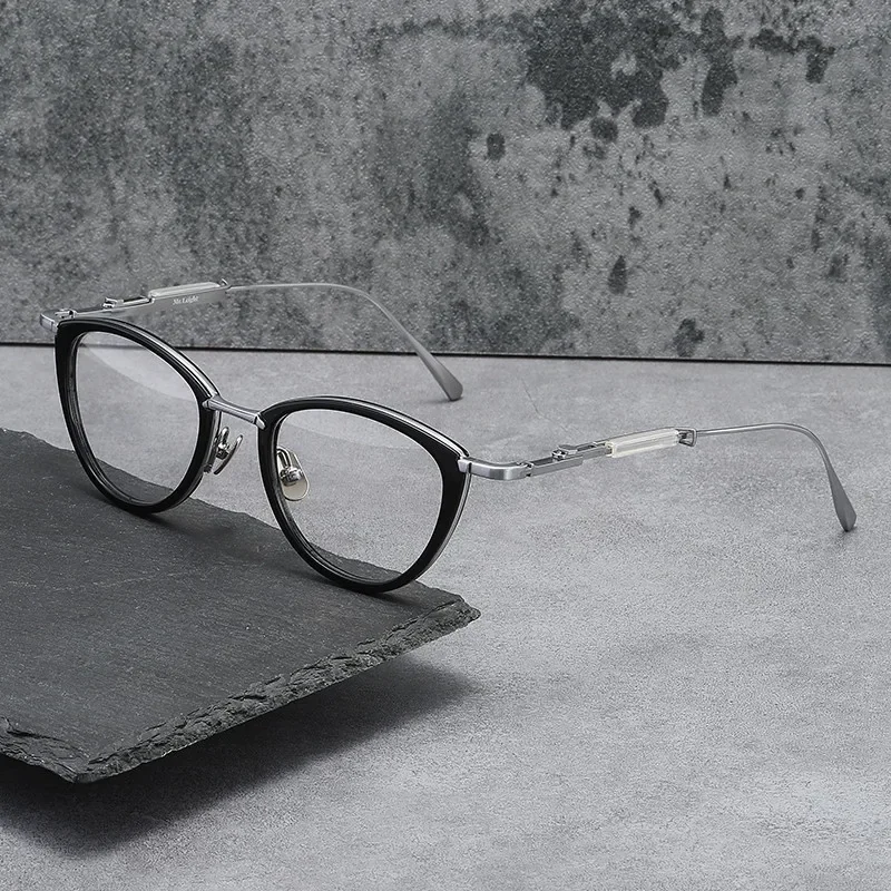النظارات اليدوية عين القط التيتانيوم قصر النظر نظارات للرجال قابل للتعديل الساقين وصفة طبية إطار المرأة قصر النظر مصمم القراءة