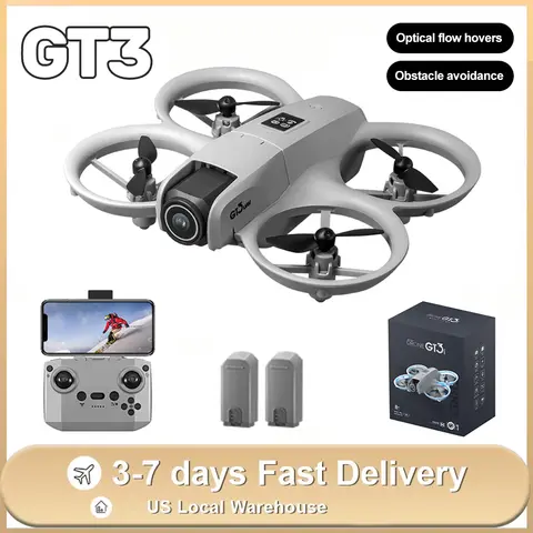 โดรน GT3 RC Mini 4K กล้องคู่ ถ่ายภาพทางอากาศ HD ระบบกันสั่นสะเทือนด้วยระบบออปติคอลโฟลว์ หลบหลีกสิ่งกีดขวาง พร้อมไฟส่องสว่าง โดรนบังคับวิทยุแบบควอดคอปเตอร์