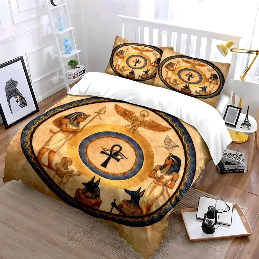 Ancient Egyptian Decor Set Soft Comfortable Duvet Cover Bedding Set Included 1*Duvet Cover & 2*Pillowcases, gift