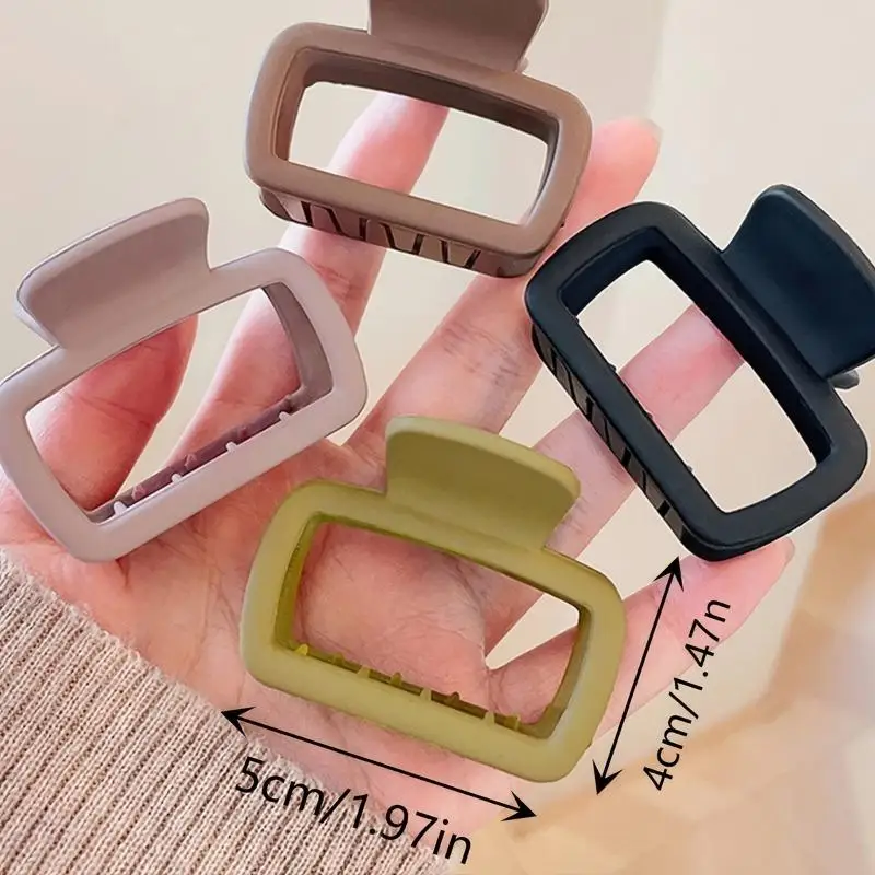 4er-Set Kleine Haarklammern für Frauen und Mädchen, 5,2 cm Quadratische Hochpferdeschwanz-Klammern, Einfache Matte Rutschfeste Haarstyling-Accessoires – Detail 4
