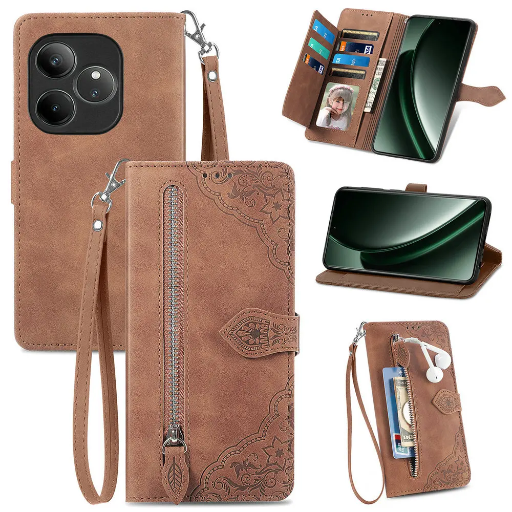 

Realme GT 8 GT7 Pro 6 SE 5G Кожаный чехол для карточек на молнии Кошелек 360 Защитная книжная оболочка Realme GT8 Чехол для телефона Realmi GT 7 6T 7T Neo 7