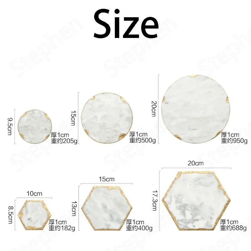 Nordic Modern Natural Marble Golden Stroke Trays Jewelry Cosmetic Storage Tray Wedding Cake Dessert Plate Desktop