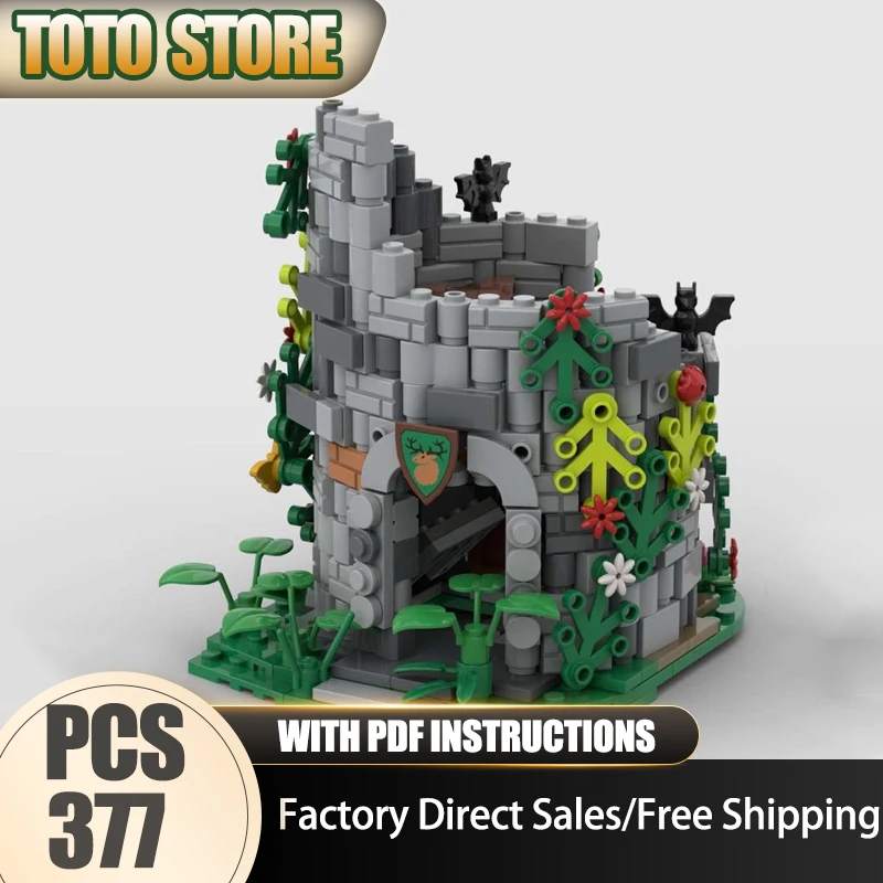 

Средневековая модель замка Moc, строительные кирпичи, часы, модель Tower Ruin, технология здания, городские блоки с видом на улицу, игрушка для замыкания