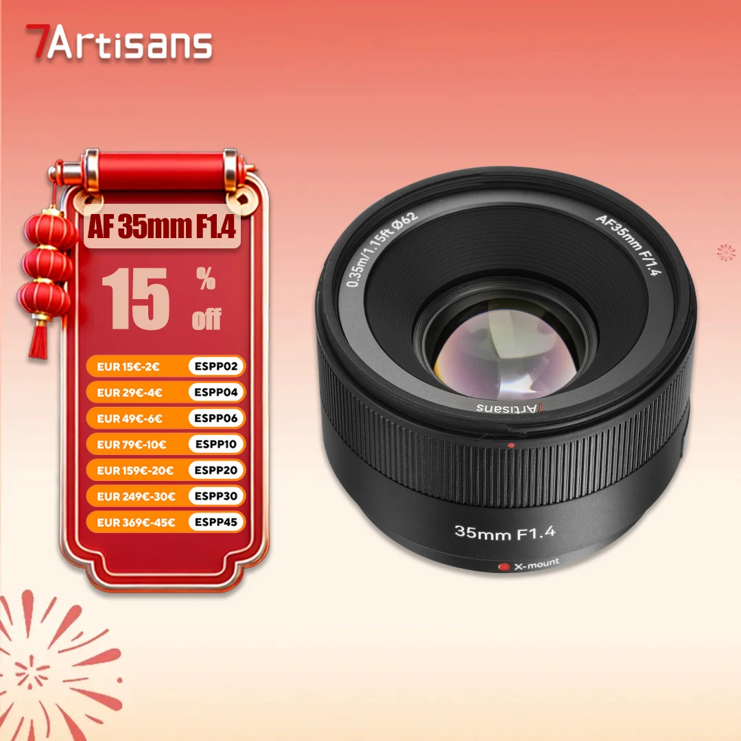 7artisans AF 35mm F1.4 lente principal de cámara de gran apertura para fotografía de humanidades con Fujifilm XF-mount XT-30 XE4 XT5