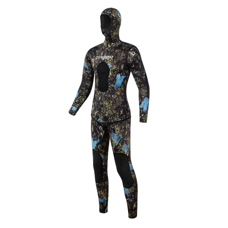 3mm Fishing Suit, Rubber Diving Suit, Split Body Camouflage, Cold and Warm Protection, Thickened Free Diving and Fishing