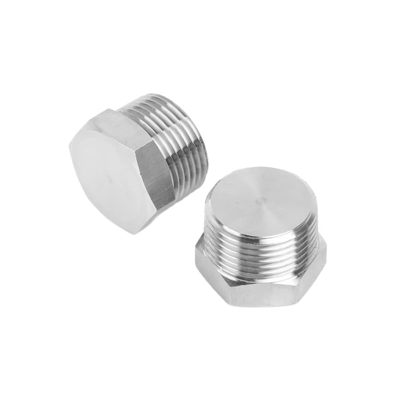 NPT BSPT-rosca macho de 1/8 \'\'-2\'\', tapa hexagonal de acero inoxidable 304, tapón exterior sólido, accesorio de tubería de agua y aceite