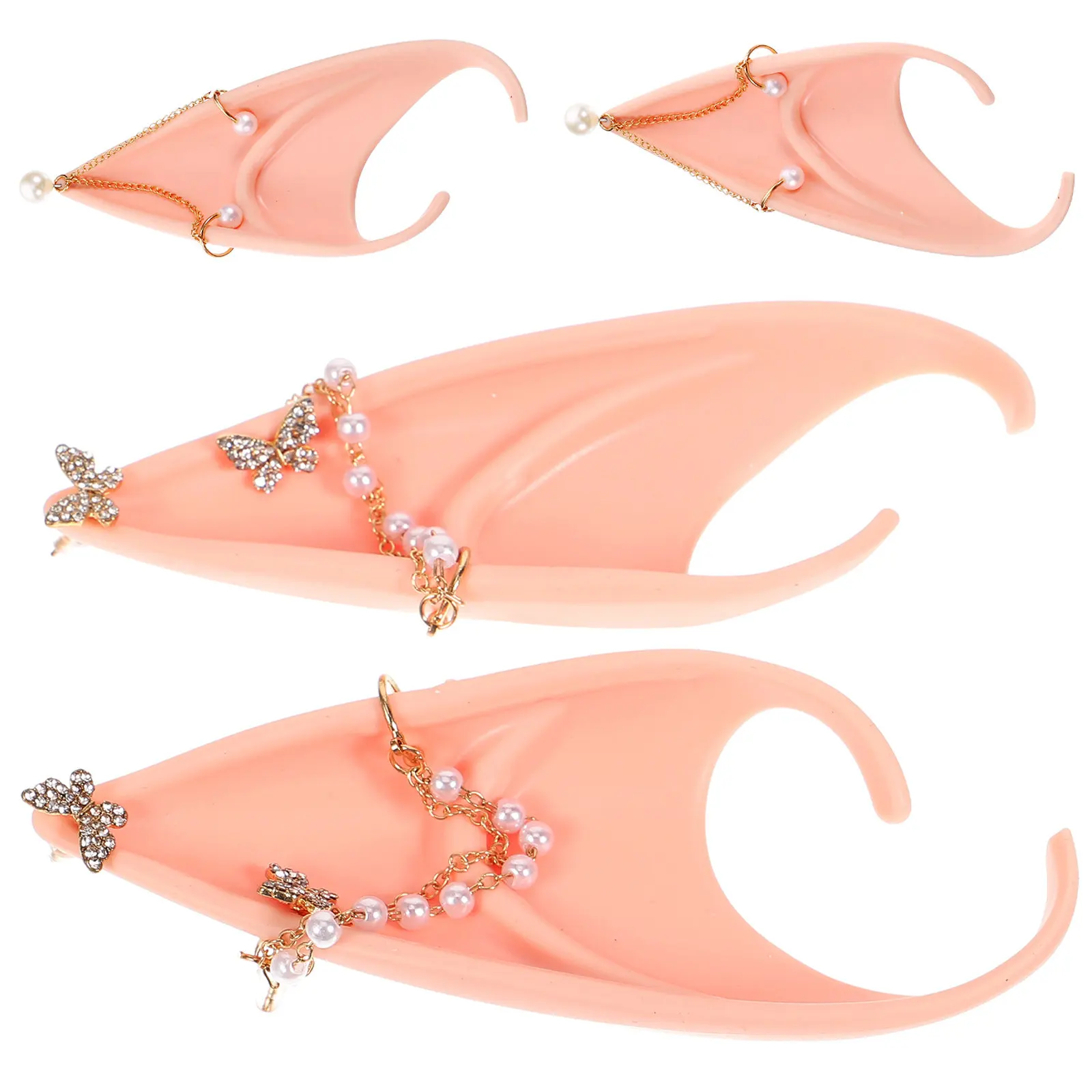 

2 шт. Легкие жемчужные цепочки-уши феи, реквизит для косплея, аксессуары для костюма на Хэллоуин, уши эльфа, праздничные украшения для женщин