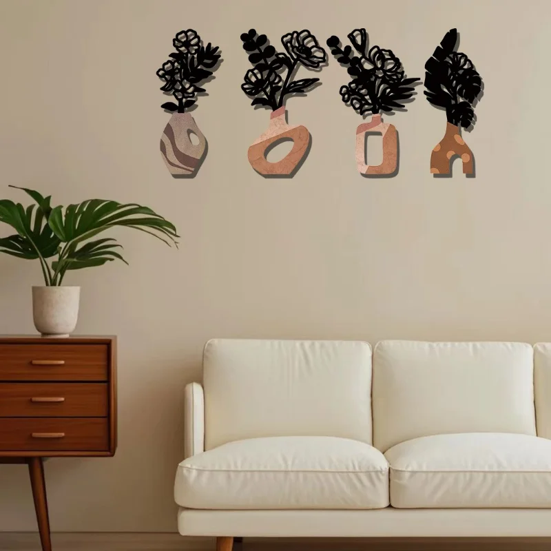 New Style Iron Art Gray Tone Wall Decoration Metal Flower Metal Wall Hanging Ornament For Home Indoor Background Decor