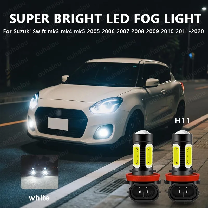 

2pc 2400LM For Suzuki Swift mk3 mk4 mk5 2005 2006 2007 2008 2009 2010 2011-2020 LED H8 H11 Fog Light Bulb Car DRL Lamp 6000K 12V