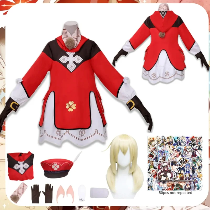 Klee Cosplay Anime juego Klee disfraz vestido pantalones sombrero peluca traje Klee Cosplay disfraces mujeres niños
