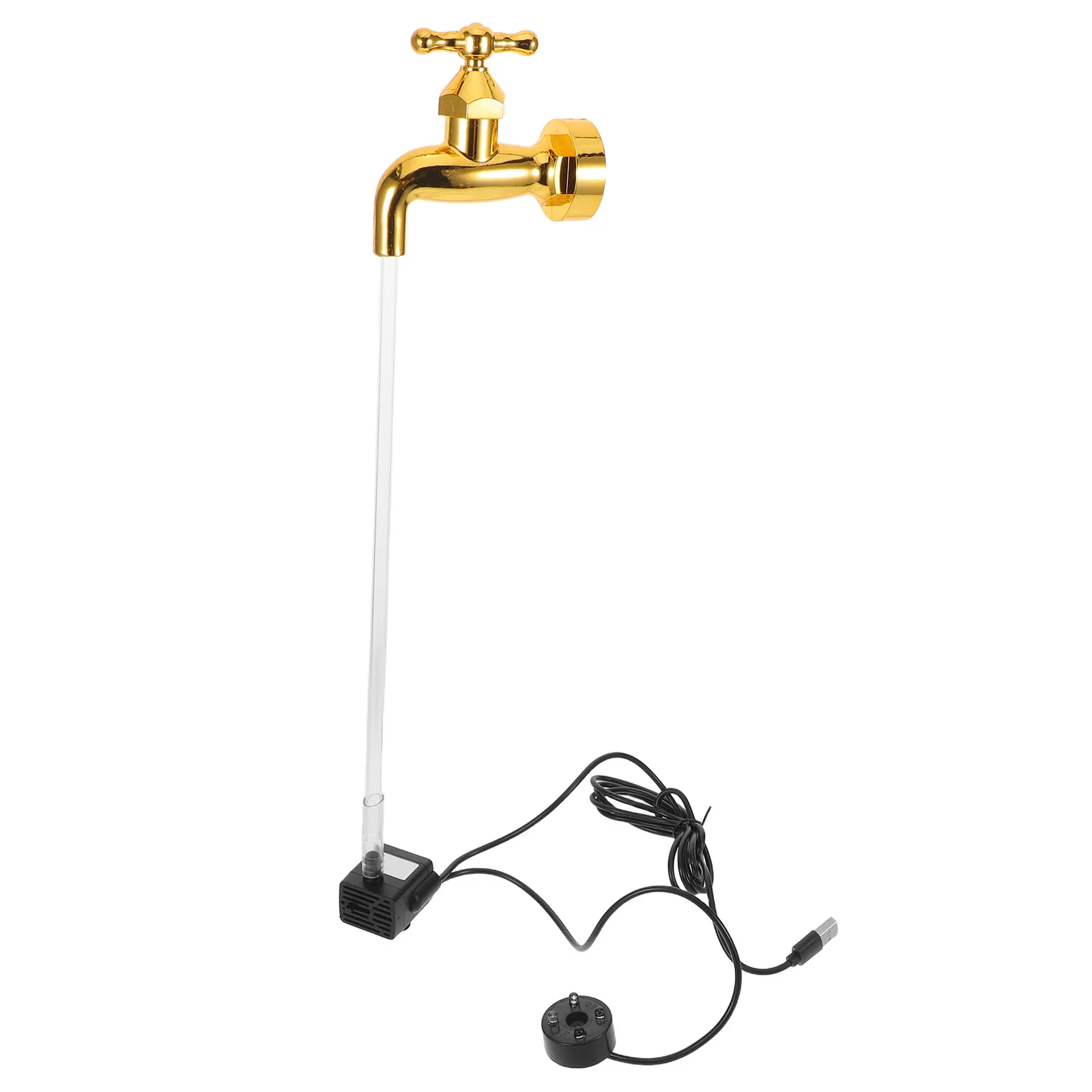 

1Set Floating Tap Fountain Invisible Flowing Water Spout Decorative Fountain Outdoor Garden Patio Yard Water Feature with USB