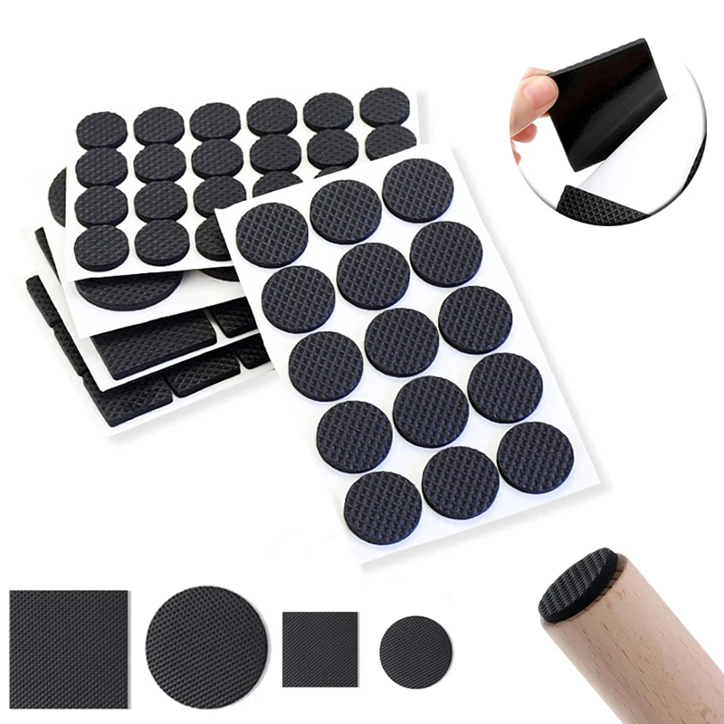 Chair Leg Furniture Anti Slip Mat Rubber Pads For  Bumper Damper Self AdhesiveTable Feet Protector Floor Protector Pad Hardware