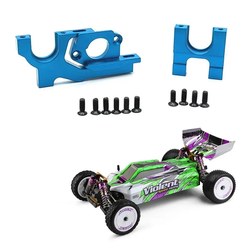 【NEW B63C】 Metal Adjustable Motor Mount and Center Gear Mount Set for 104072 104001 104002 1/10 RC Car Upgrades Parts,Blue
