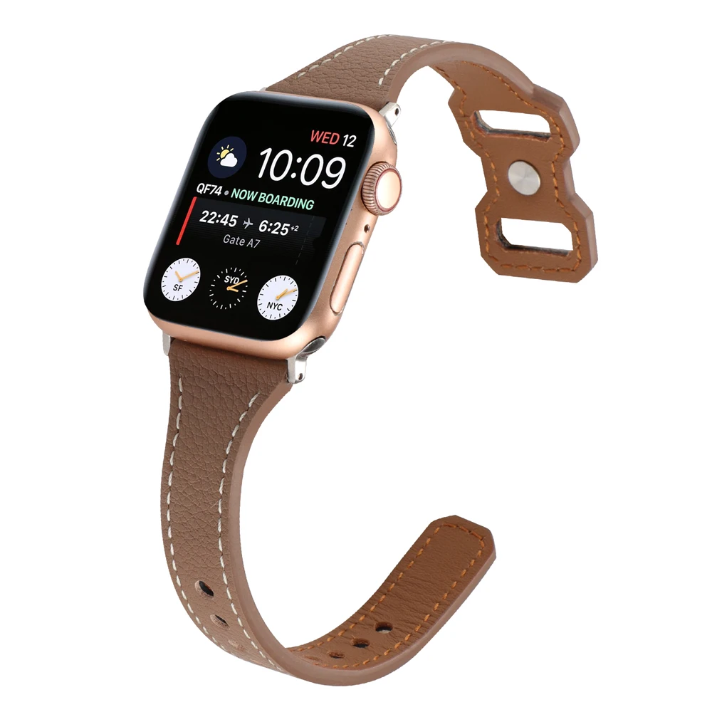 Women's Slim Leather Strap For Apple Watch Band Ultra 49mm 45mm 41mm 40mm 44mm Accessories Bracelet iWatch series 8 7 6 5 4 3 SE image 6