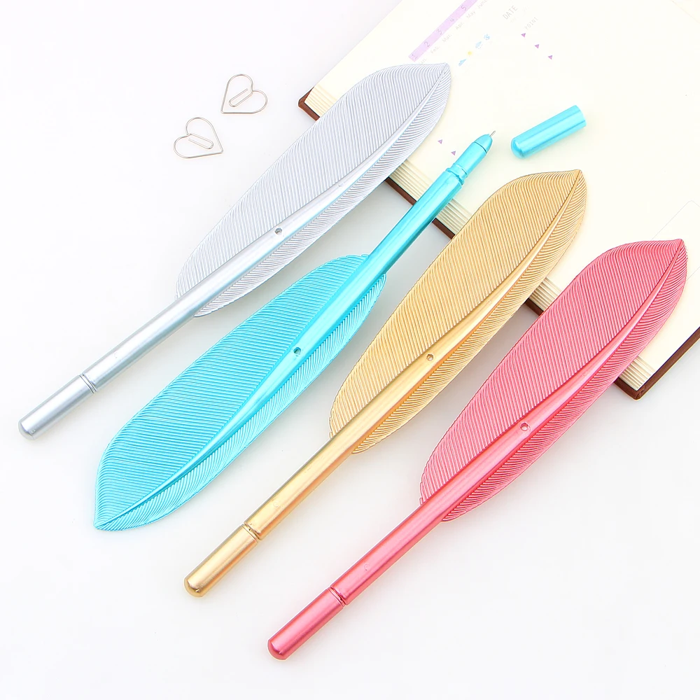 1 Piece Beautiful Feather Pens Ballpoint Pen Writing For School Supplies Stationery Cheap Items Cute Kawaii Pen Stationery