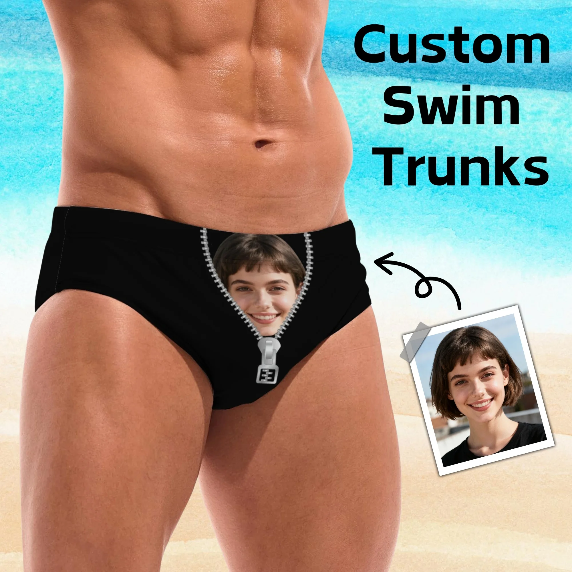 Personalized Custom Men's Swimming Trunks Sexy Bikini Novelty Funny Custom Photo Face-Printed Briefs Swimwear Beach Surf Shorts