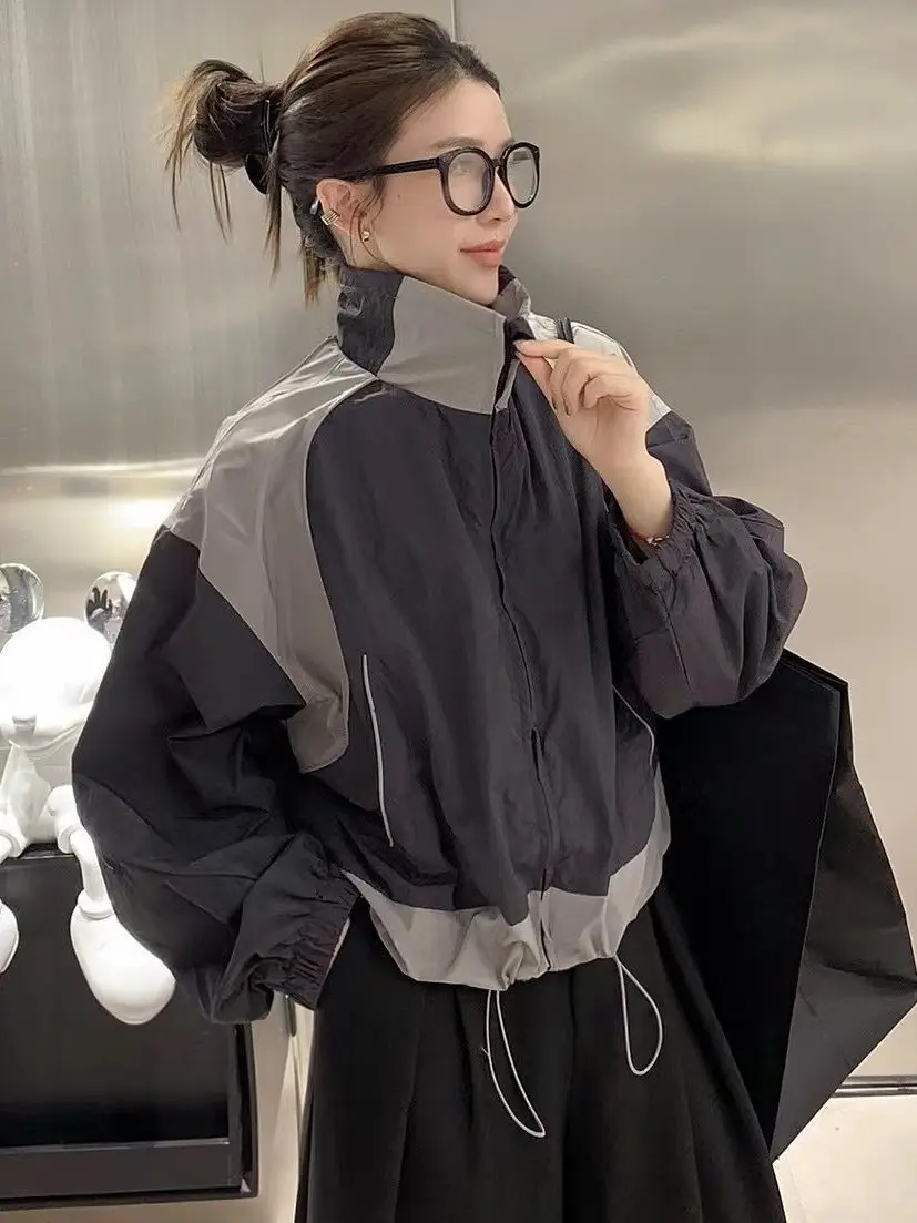 

Thin Contrasting Color Patchwork Jacket for Women Autumn 2025 New Casual Versatile Sun Protection Clothing for Women