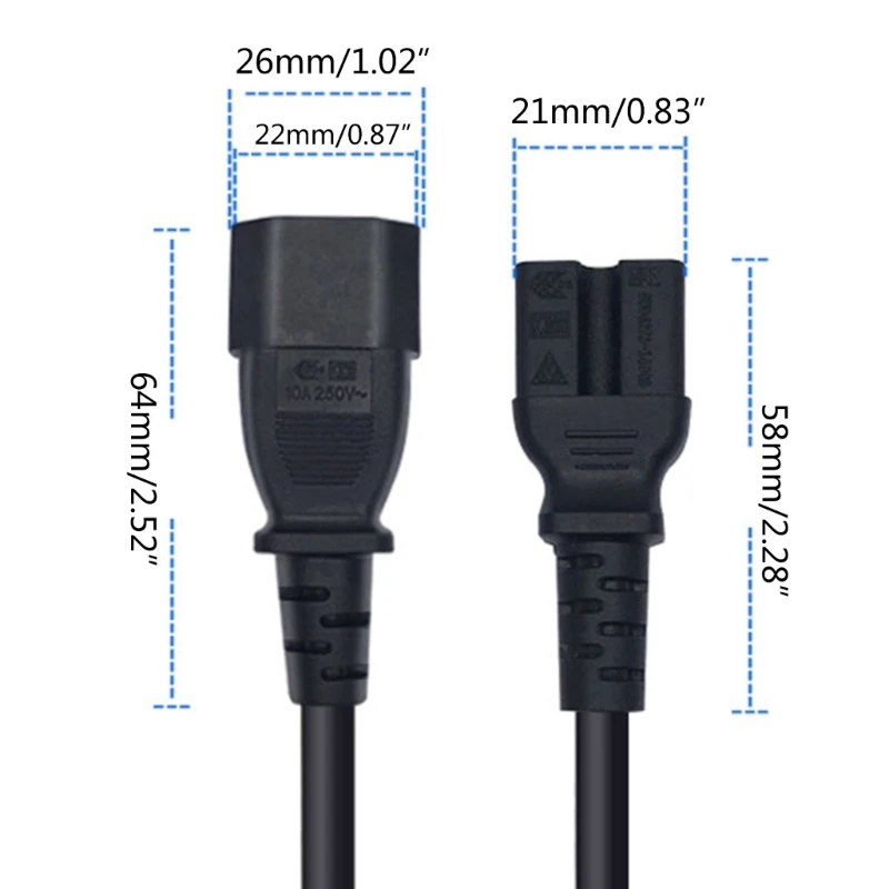 IEC 320 C14 3-poliger Stecker auf IEC 320 C15-Buchse, Kleeblatt-Stromkabel für H7JF