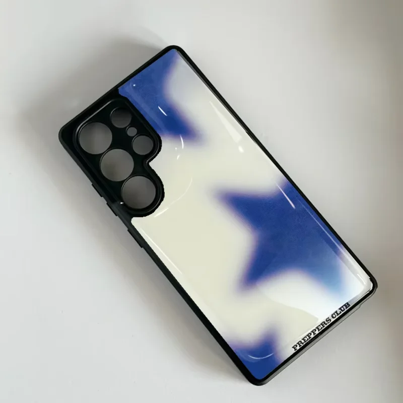Korean Ins Blue star gradient Epoxy Drop Glue Phone Case For Samsung Galaxy S23 FE S24 PLUS S25 ULTRA S26 EDGE Hydrogel Cover view 4