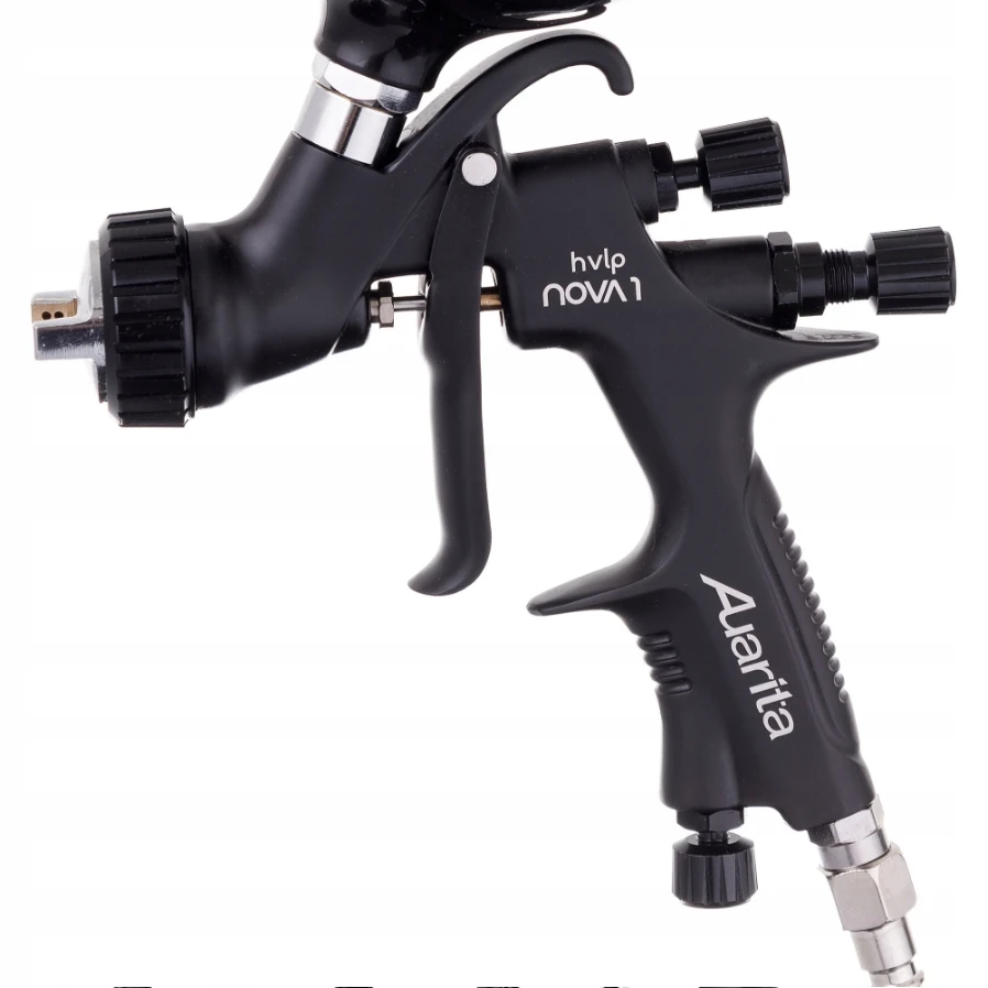 NOVA 1 Original Auarita Spray Gun HVLP Nozzle 1.3mm Gravity Feed Black 600ml