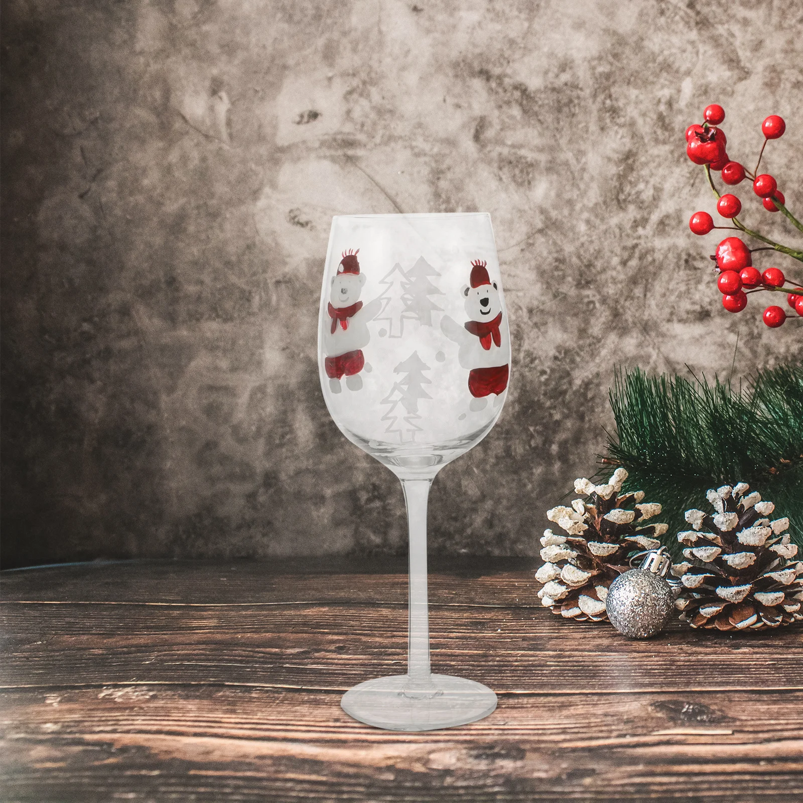 

Xmas Wine Glass Goblet Multipurpose Reusable Elegant Tall Cocktail Glasses Home Office Decorative Xmas Hand-Painted Wine Glasses