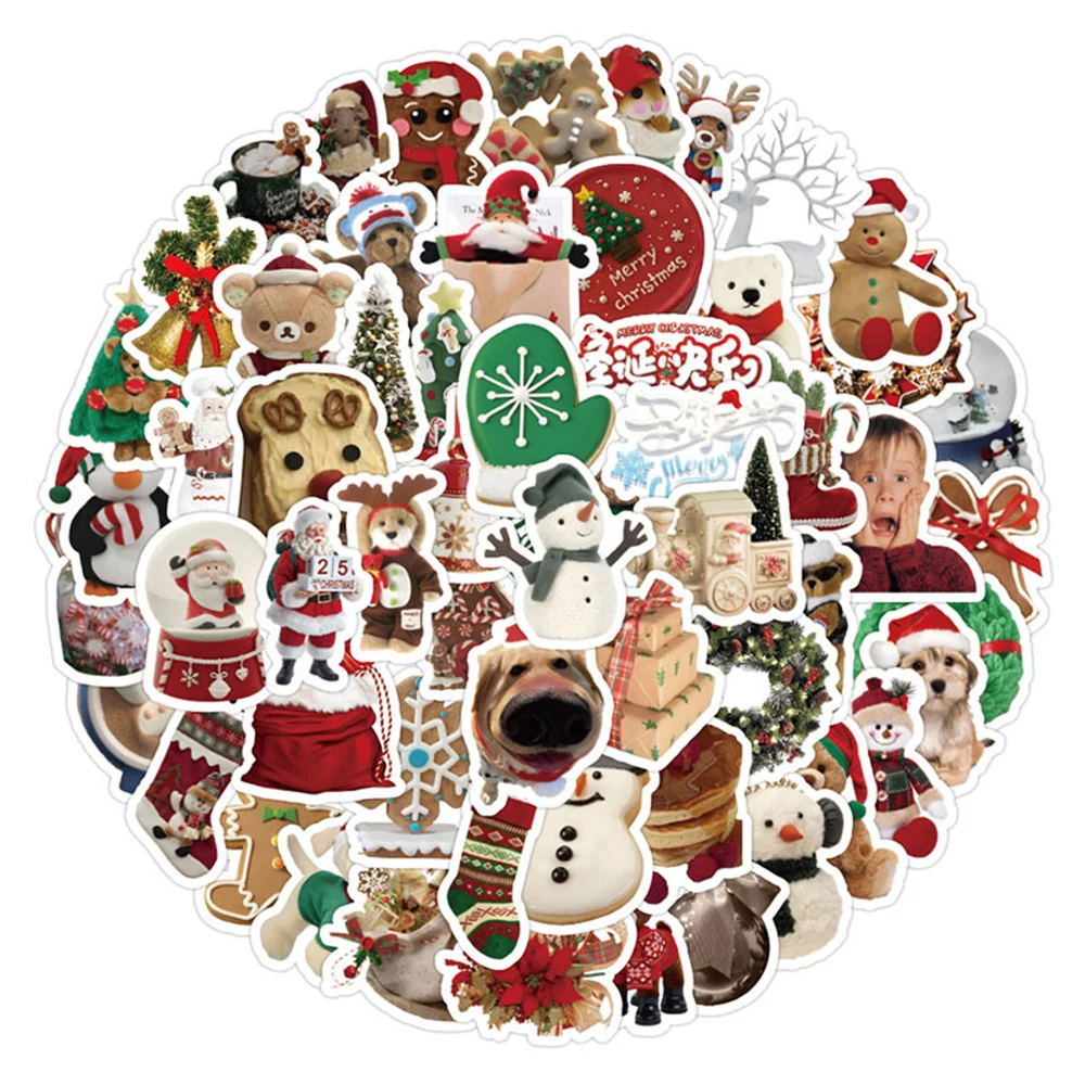 새해 크리스마스 만화 스티커, 사슴 산타 클로스 눈사람 데칼, 방수 귀여운 미적 장식 스티... - 1