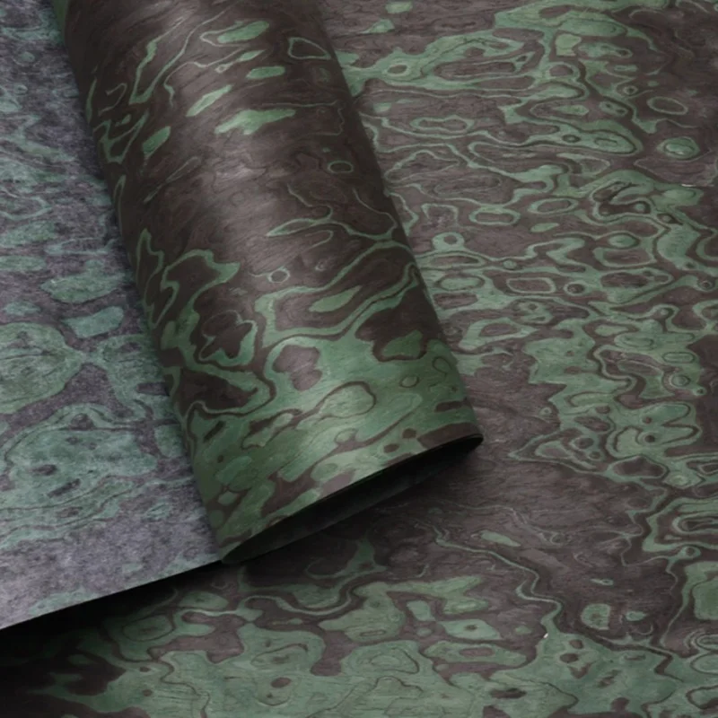 Black Green Mixed Burl Engineered Wood Veneer for TableTop Furniture DIY Decor Interior Wall Panel Woodworking Veneer L:250*58cm