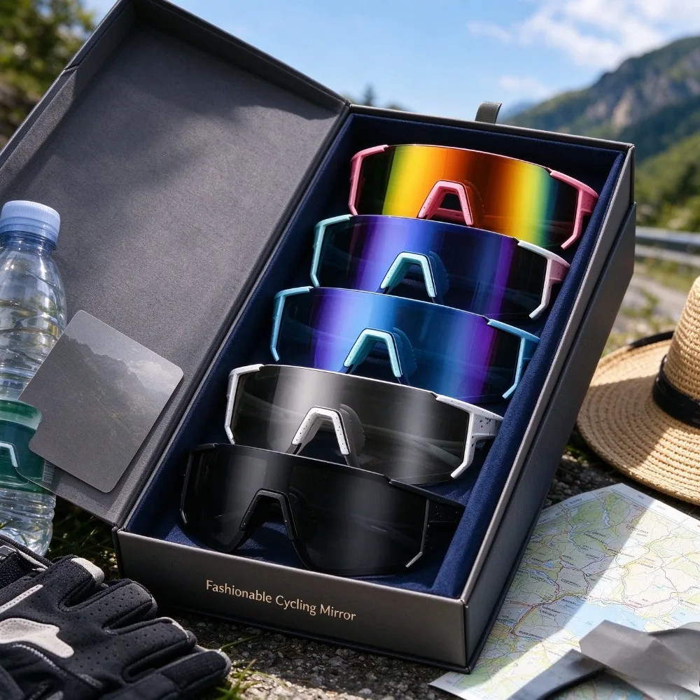 5 Pieces of Stylish Wrap-around Sports Sunglasses, Outdoor Cycling Glasses with Colored Mirror Lenses, UV and Windproof Sunglasses, Perfect for Daily Wear, Vacation, Party, Running and Driving