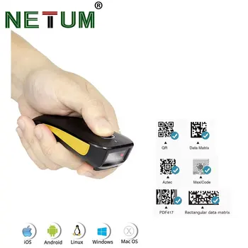 NETUM C750 Bluetooth 2D barcodescanner, 3-in-1 kleine draagbare QR-barcodelezer Scan-achterclip voor magazijnscanners
