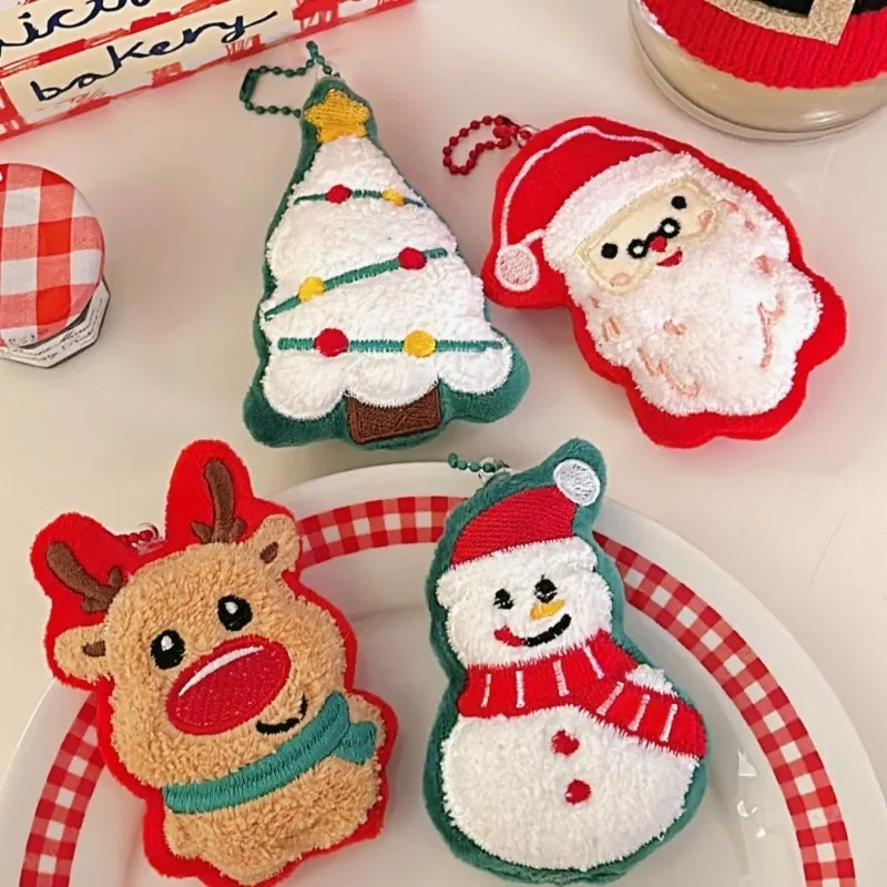 Pendentif de poupée en peluche de noël, doux sac à dos de fille, porte-clés mignon, bonhomme de neige d'élan, arbre de noël, pendentif à breloque, poupée