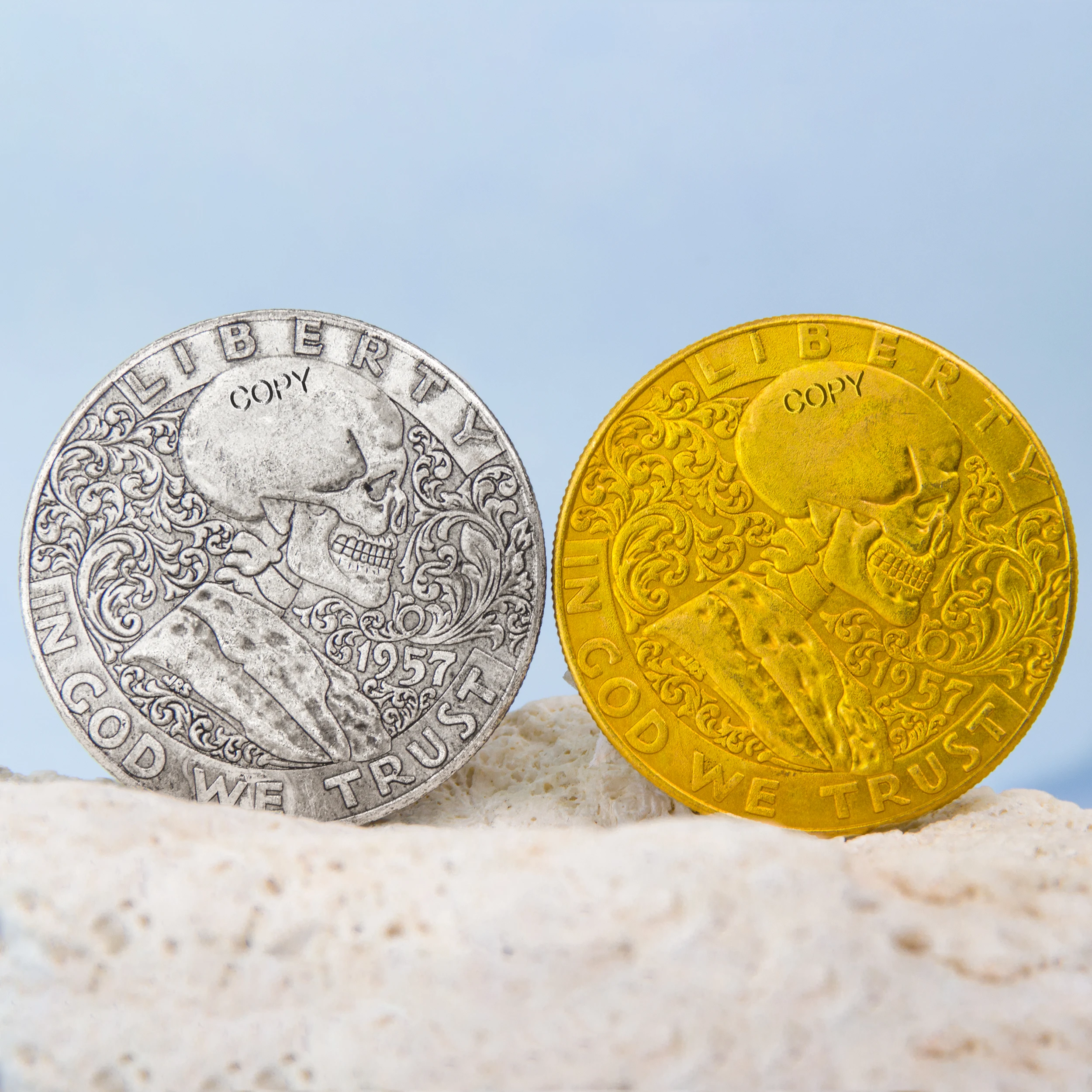 

1957 skull romanticism Hobo Nickel Super Copy Medals Gold Coin Album Poker Card lucky coin Attract Money