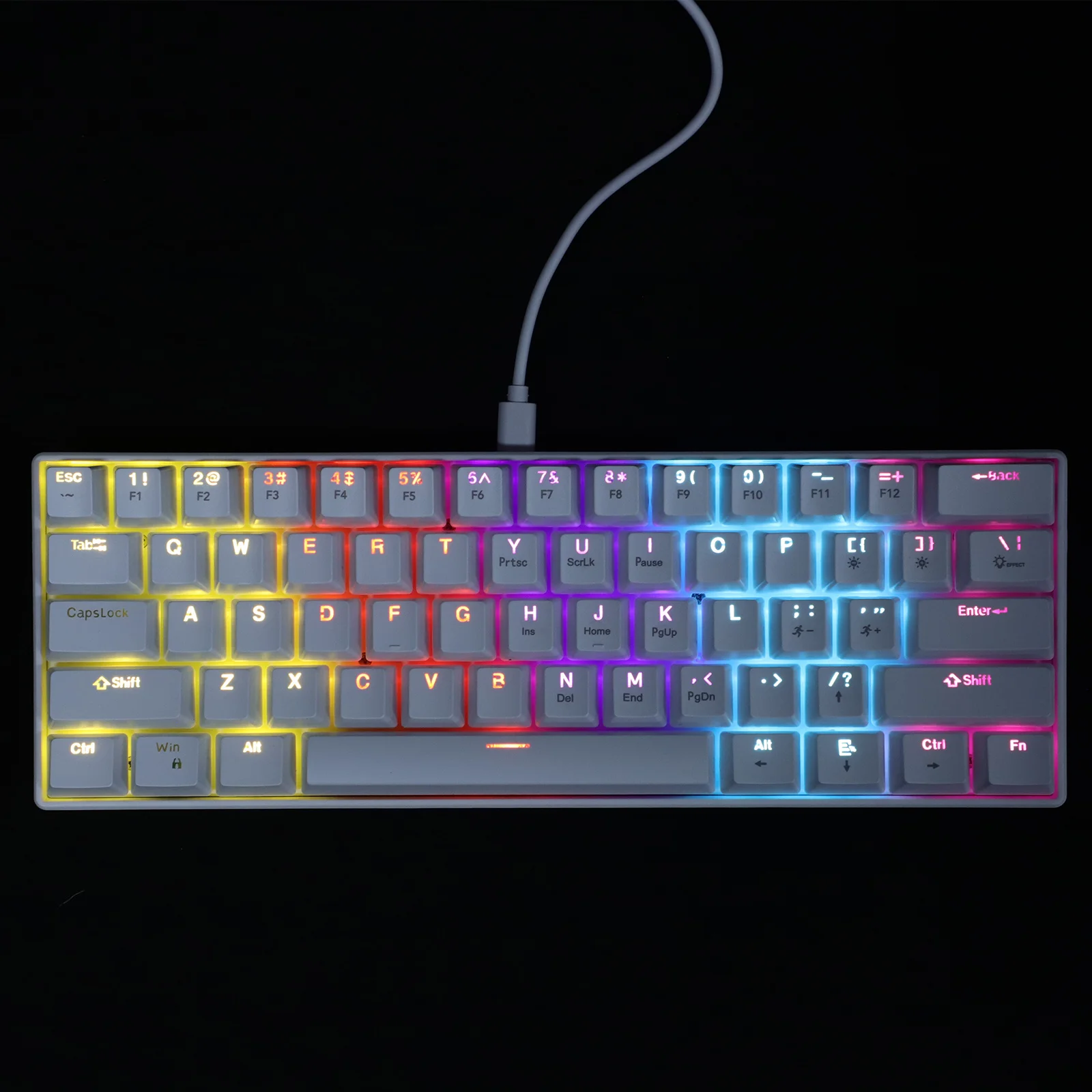 

61 Keys Wired Mechanical Gaming Keyboard Rgb Backlit Compact White Illuminated Pc Laptop Computer Tactile Switches for Gamers