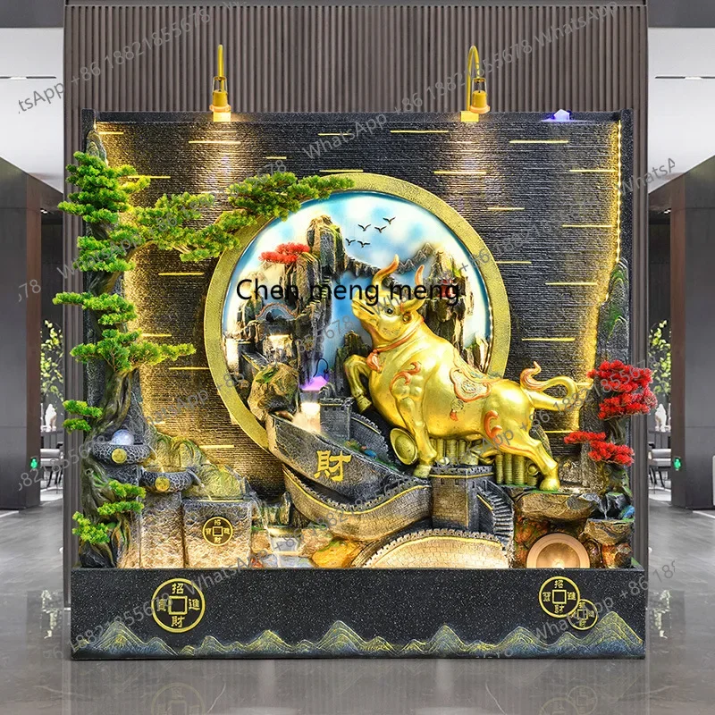 Company Landscape Ornament Circular Landscaping Arrangement Water Curtain Wall Screen Balcony Garden Rockery Fountain