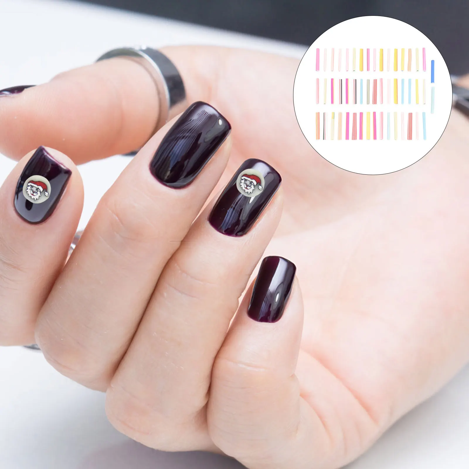 

50Pcs Christmas Nail Art Stickers Creative Nail Wraps Decoration Removable Fake Nails Sticker for Women Fake Nails Sticker