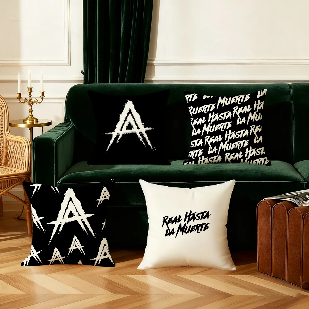 A-anuel logo Real La Muerte cushion cover Bedroom Sofa Decorative Home Car Portable Cushion Cover with Zipper Soft Pillowcase