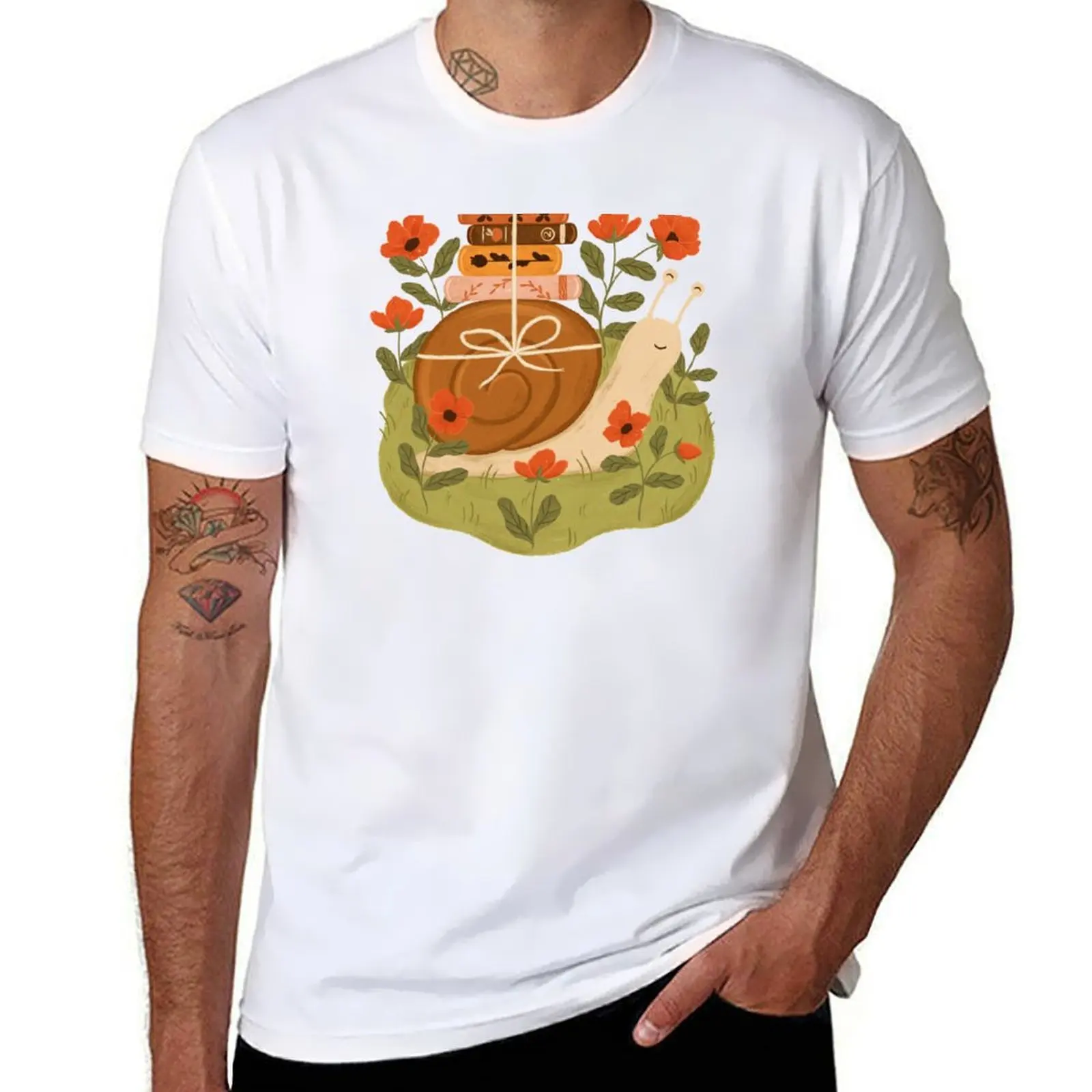 

Snail Carrying Books T-Shirt anime t shirts oversize t shirts designer cotton t shirts high quality T-shirt