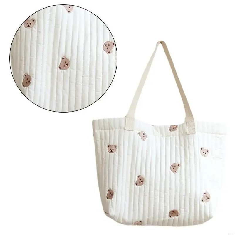 

F19F Cartoon Mom Embroidery Diaper Bag Fashionable Storage Solution for Travel Strollers Organizers Case