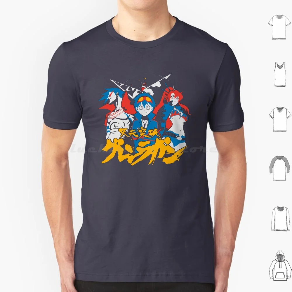 Gurren Lagann Trio T Shirt Cotton Men Women Diy Print Manga Anime Gurren Lagann Tengen Toppa Yoko Kamina Simon Vintage Drill