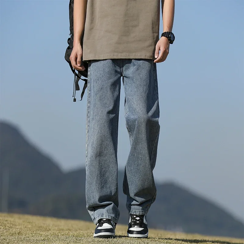 Autumn men's jeans loose and breathable solid color casual straight leg pants, a must-have cool and handsome for high street you - Image 6